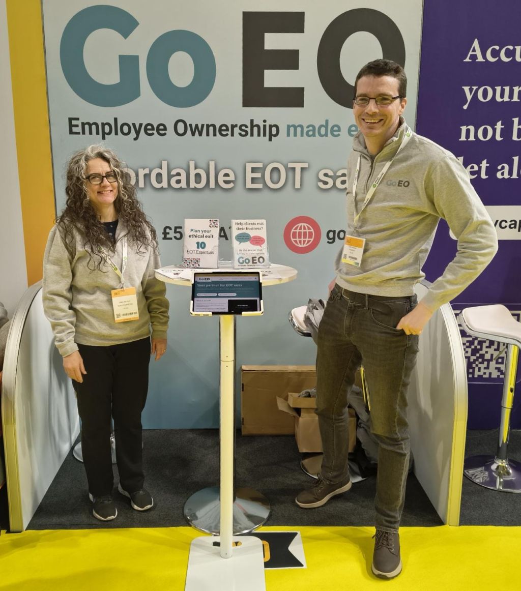 Photo of Chris and Emma at the Go EO stand.