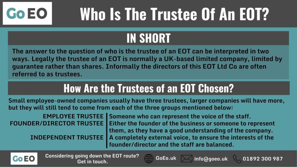 Infographic answering the question Who is the Trustee of an EOT?